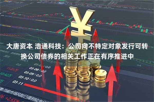 大唐资本 浩通科技：公司向不特定对象发行可转换公司债券的相关工作正在有序推进中